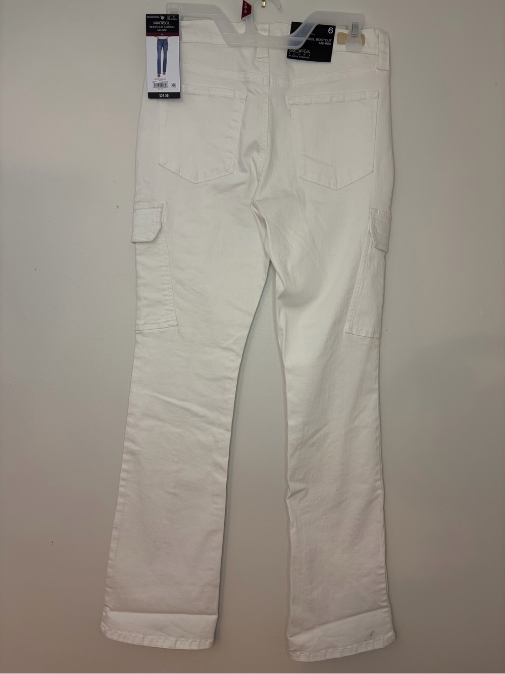 NWT Sofia Vergara Marisol White Bootcut Cargo Jeans 6 - Picture 2 of 9